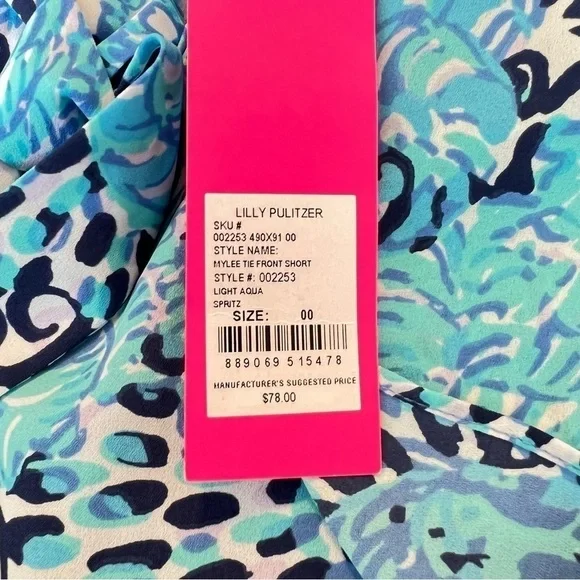 NWT Lilly Pulitzer MYLEE Tie Front Skort  in Light Aqua SPRITZ Size 00 Ret.$78 - Picture 6 of 7